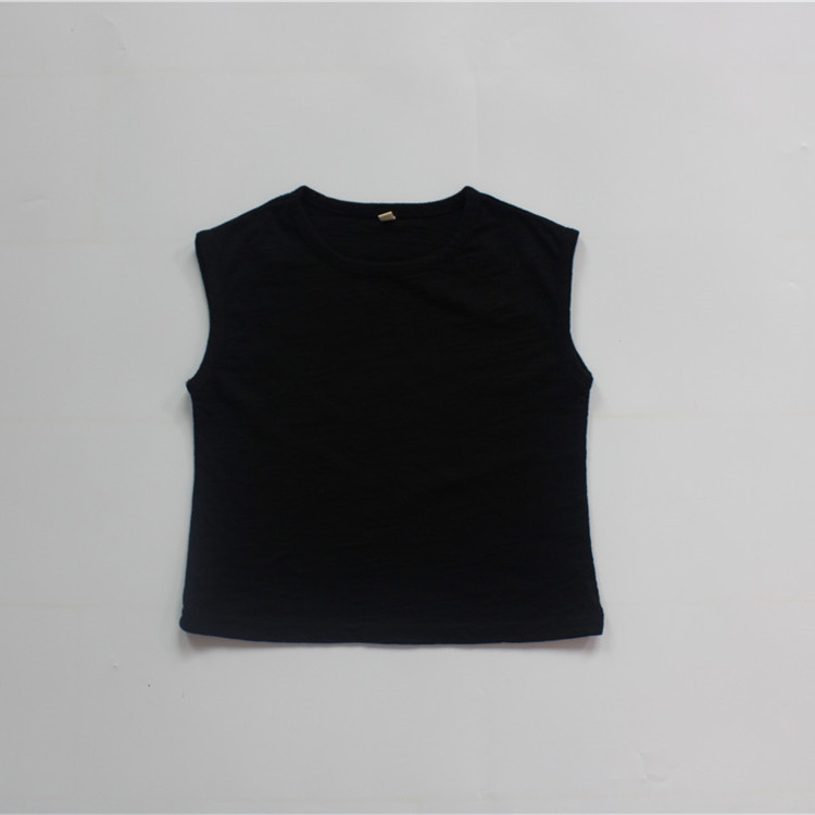 Picture of Summer Children's Vest Solid Color Boys' Vest Korean Style Solid Color Slub Cotton Thin Girls' Top Sleeveless Hair