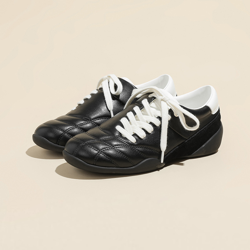 Cowhide Edition Inner Height Increasing Oblique Strap Training Shoes 2025 New Ballet Sports Women's Shoes Autumn and Winter All-match Football Running Shoes