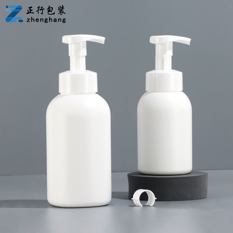 Factory supply white plastic PE mousse foam bottle 500ml press foaming hand sanitizer facial cleanser bottle