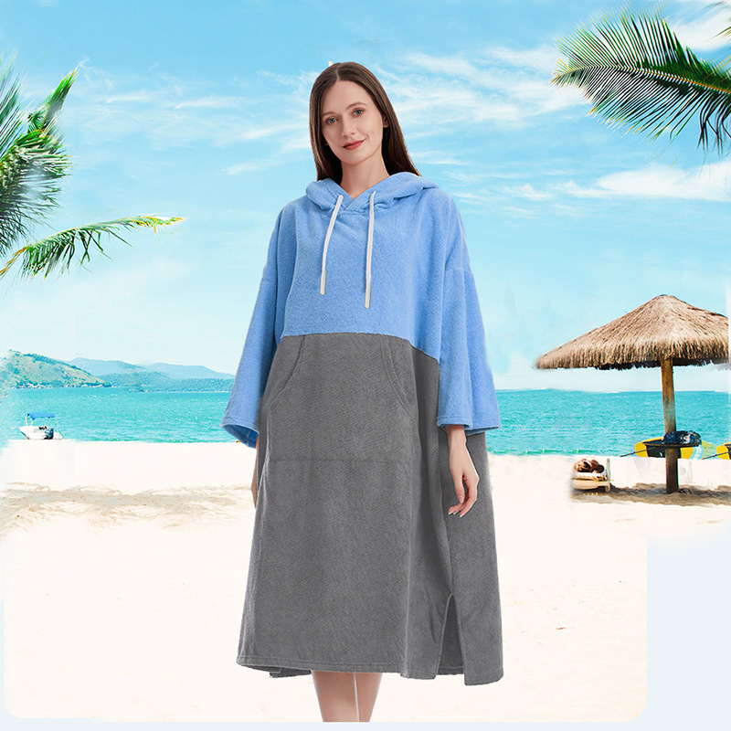 Hooded Bath Towel Adult Beach Bathrobe Assembled Quick-drying Absorbent Bath Towel Microfiber Surf Changing Bathrobe
