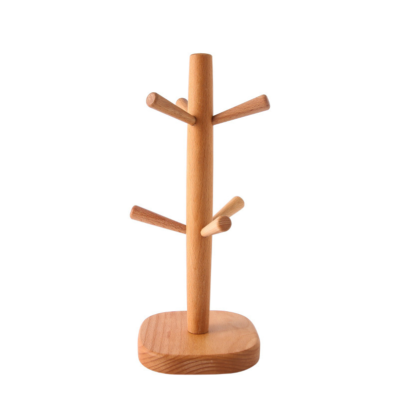 Picture of Creative wooden cup holder Beech cup holder jewelry rack roll paper holder six-claw storage rack tea cup upside down draining cup holder