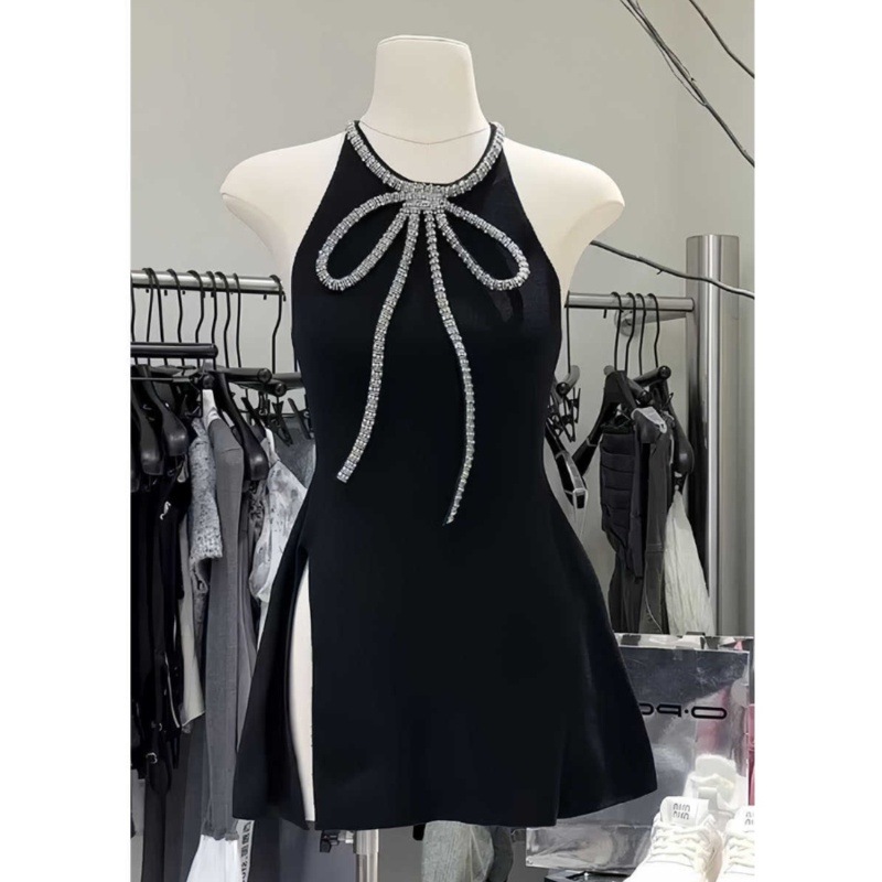 Summer 2025 New High-End Heavy-Duty Rhinestone Bow Fashion Elegant Sweet Spicy Style Top