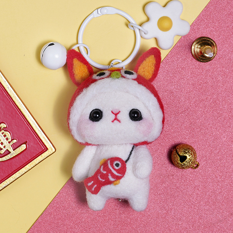 Picture of Little White Rabbit adult handmade diy creative gift hands-on sewing homemade material package wool felt pokes