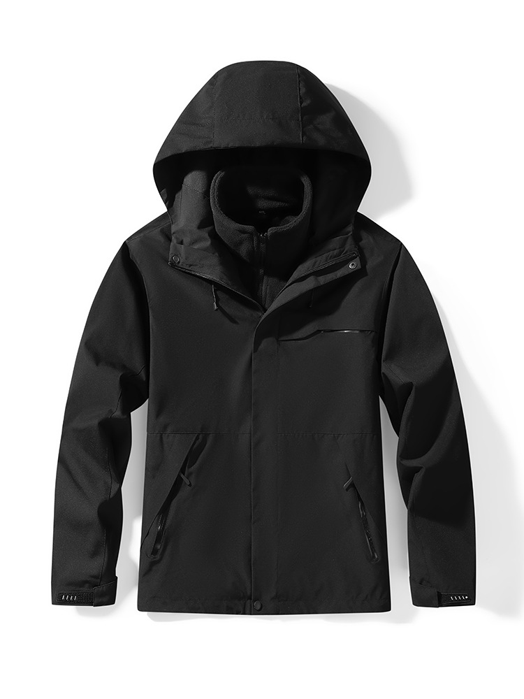 Outdoor new jacket for men and women for mountaineering fishing windproof and waterproof three-in-one detachable jacket can be printed