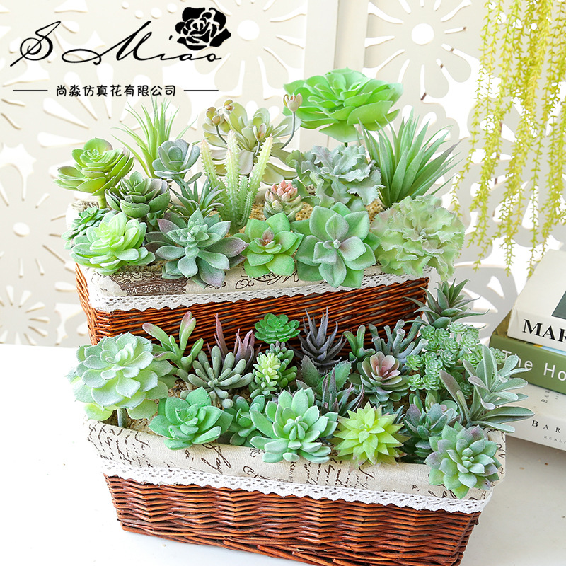 Picture of 003 Flocked Green Succulent Flower Head Creative DIY Supplies Bonsai Accessories Artificial Flower Jinhua Factory Direct Supply