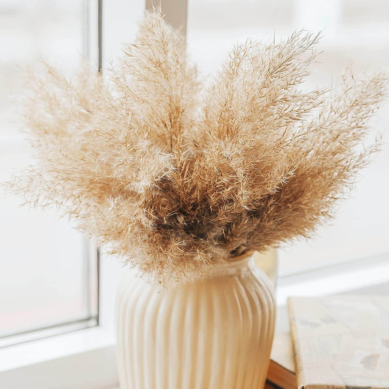 Picture of Cross-border Hot Sale Bohemian Style Decoration Fluffy Pampas Grass Natural Pampas Decorative Dried Flower bouquet
