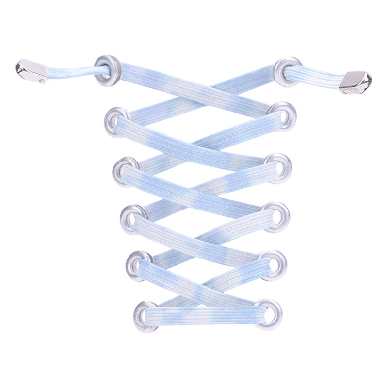 Tie-Dye Stretch Shoelace Free Tie-Free Lazy Artifact Children Adult Elastic Strap Sports Shoelace Flat Tie-Free Metal Buckle