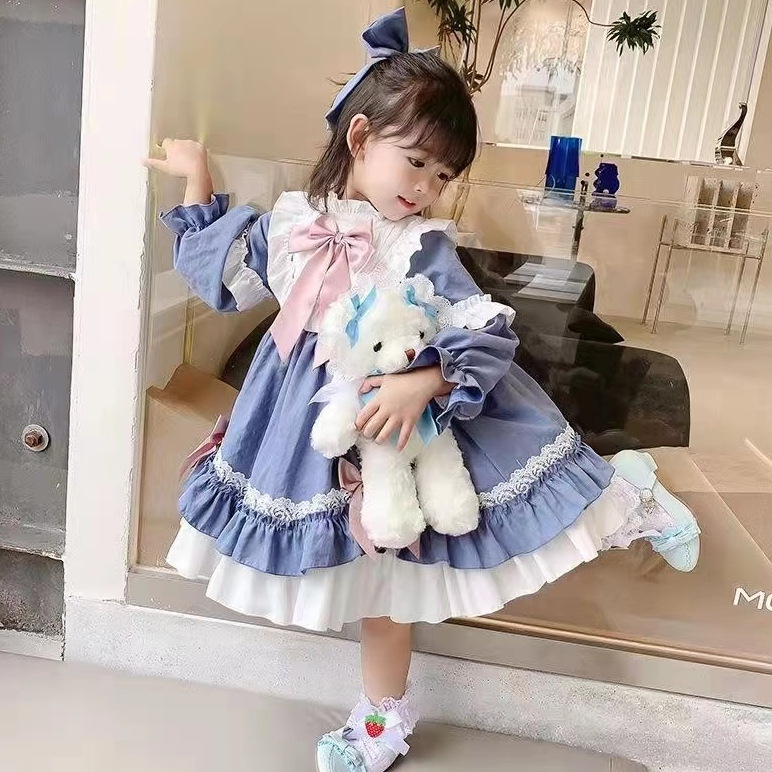 Cute Women's Treasure Fashion Princess Dress 2024 Autumn and Winter New Heavy Industry Bow Girl's Birthday Dress dress