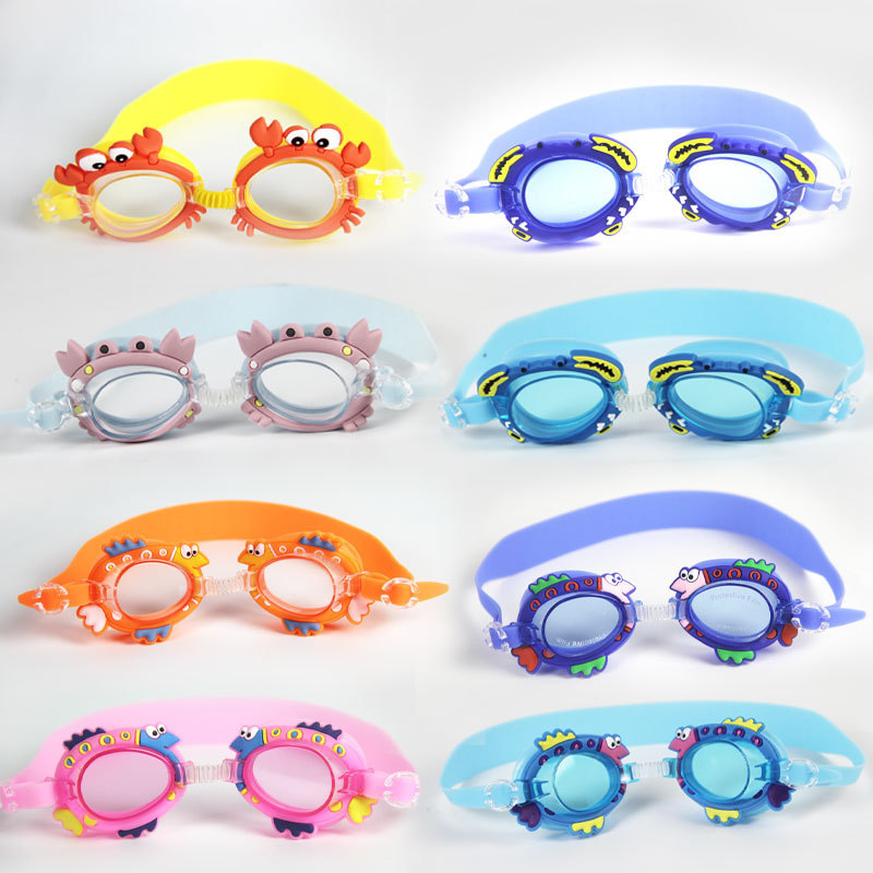 Picture of New pink small fish cartoon children swimming goggles for boys and girls children baby waterproof anti-fog HD crab swimming goggles