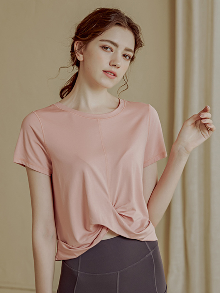 High-end Cross Navel Yoga Clothes Women's Slim Breathable Sports Top Running Short-sleeved T-shirt Fitness Clothes for Summer
