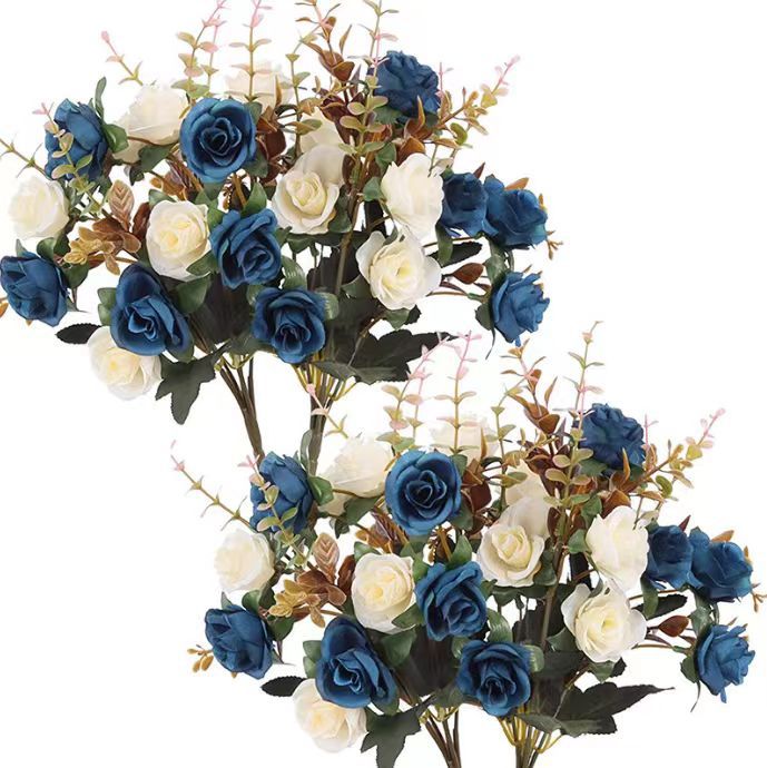 Picture of Cross-Border Amazon Artificial Flowers Artificial Rose Bouquet Plastic Silk Flowers Wedding Florals Export Decorative Flowers Artificial Flowers