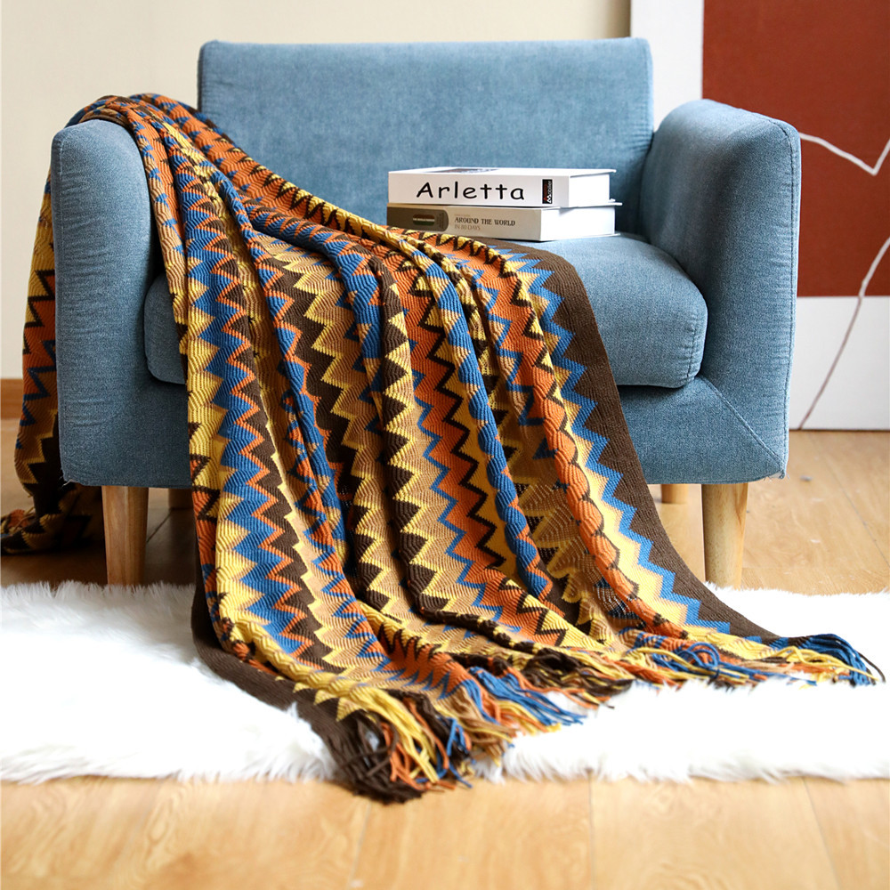 Picture of Bohemian Sofa Blanket Cover Blanket Blanket Summer Knitted Blanket Office Nap Blanket Air Conditioning Blanket Blanket