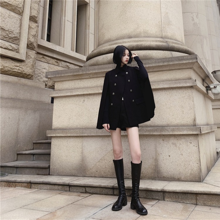 Picture of Real Shot of 2024 Autumn and Winter New Style Sense of Design Casual Elegant Design Cape Woolen Outwear Mid-Length
