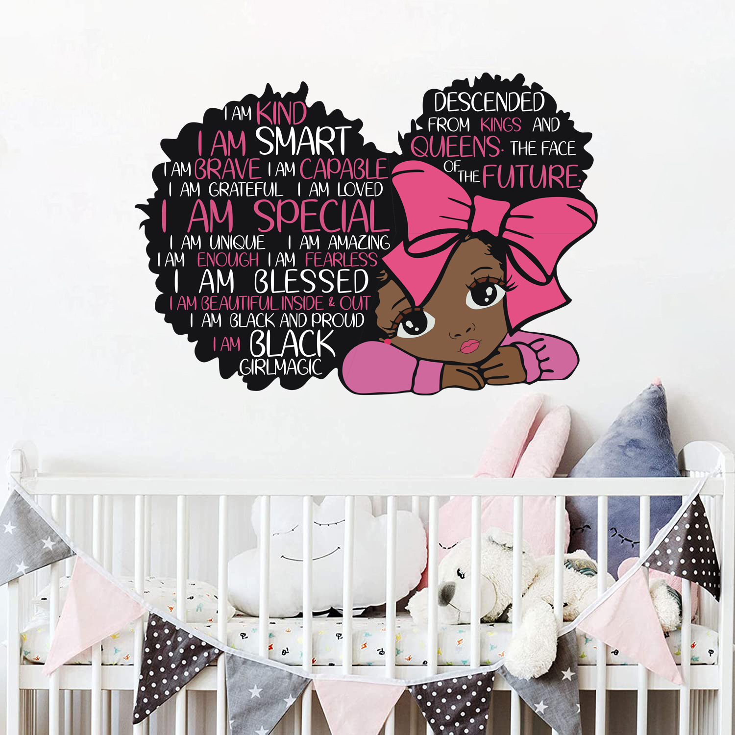 Large Size Inspirational Letters Black Girl Girl Wall Stickers Children's Room Wall Stickers Cartoon Glass Wardrobe Decorative Stickers