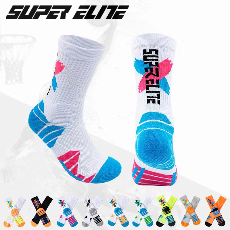 Men's Professional Sports Socks, High-Top Basketball Socks, Long Running Sweat-Absorbent Towel Bottom Socks, Quick-Dry Sports Non-Slip Socks