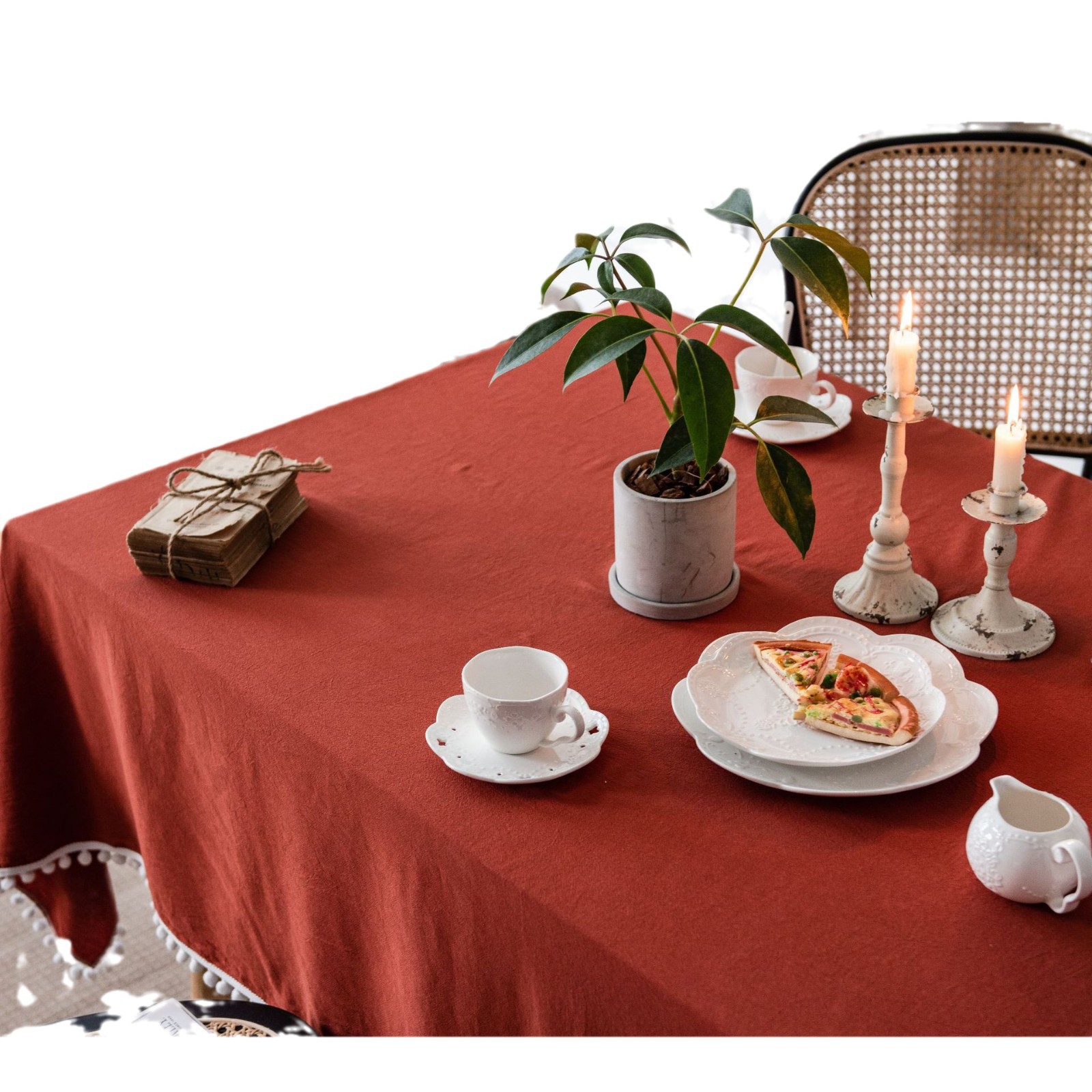 Picture of Imanki Rhyme Solid Color Tablecloth Ins Style Orange Dining Tablecloth Plain Dining Tablecloth Holiday Decoration Household Rectangular