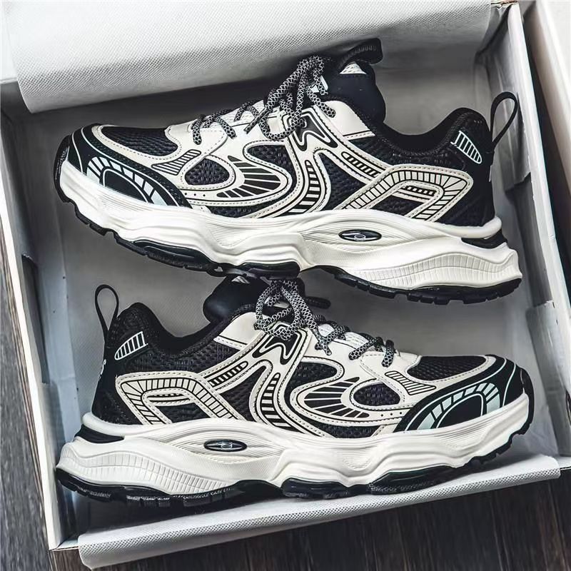 2025 Autumn Men's Shoes New Breathable Mesh Shoes Men's Trendy Versatile Thick-Soled Sports and Leisure Dad Trendy Shoes