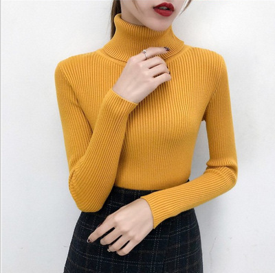 Picture of Autumn Clothing K-Style 2023 New Versatile Pure Color Slim Fit Pullover High Collar Warm Long-Sleeved Knitted Sweater for Women