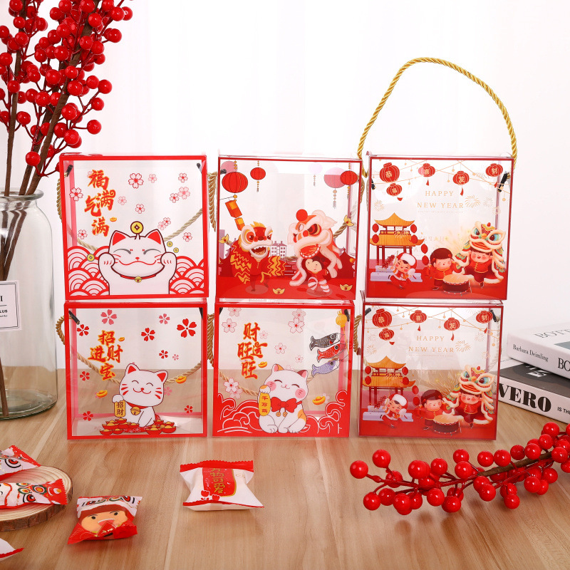 New Year Transparent Snowflake Crisp Packaging Box Candy Cookie Glutinous Rice Boat Box Nougat Cookie Bag Milk Date Gift Box
