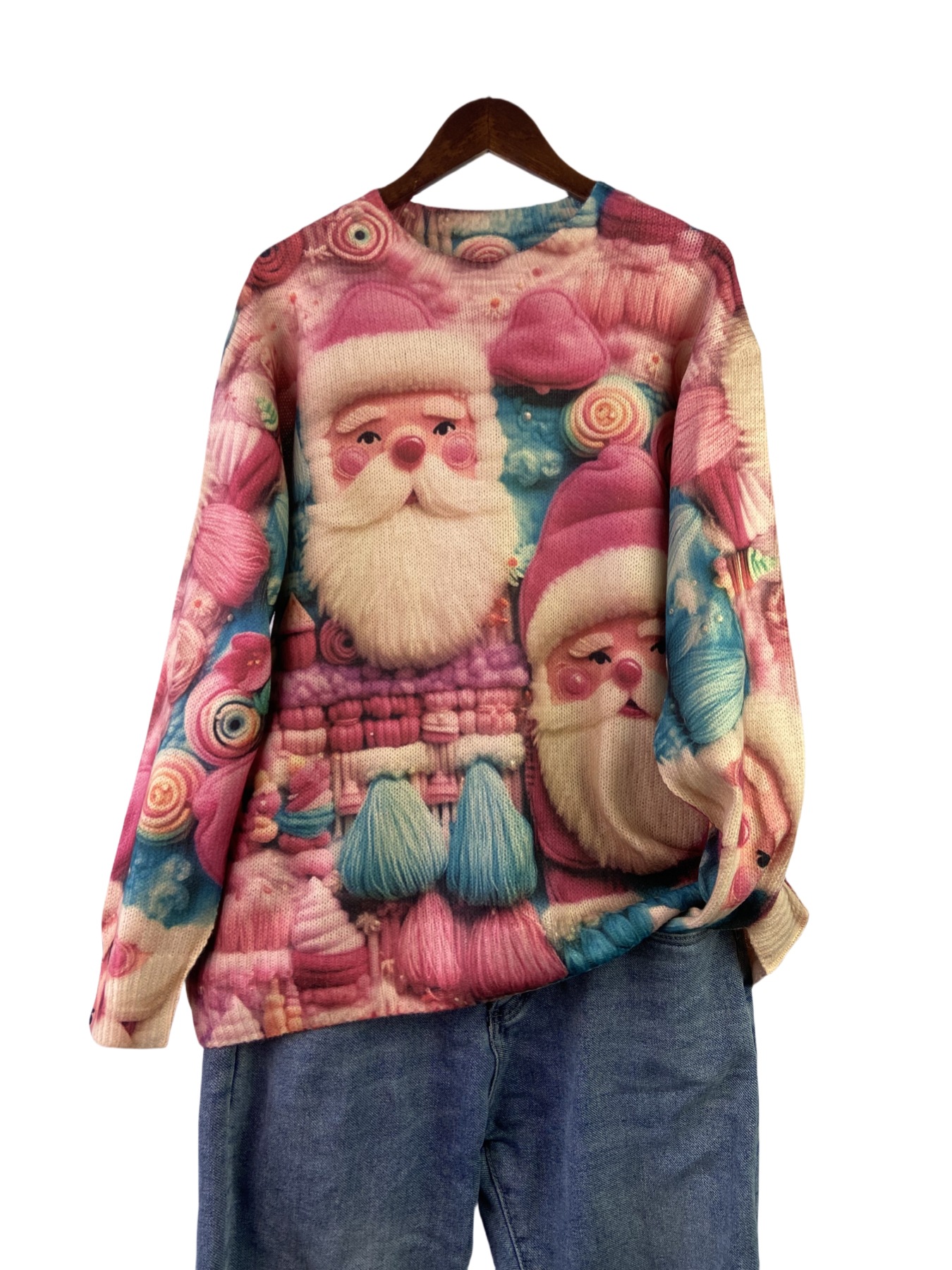 plus size Women's Ugly Santa Claus Sweater 3D Three-Dimensional Printed Knitted Holiday Party Pullover Long Sleeve