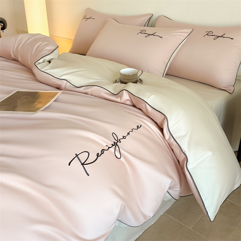 Picture of Advanced Sense 60 Light Luxury Long-staple Cotton Cotton Bed Four-piece Cotton Embroidered Quilt Cover 100 Cotton Bed Sheet Mattress 3