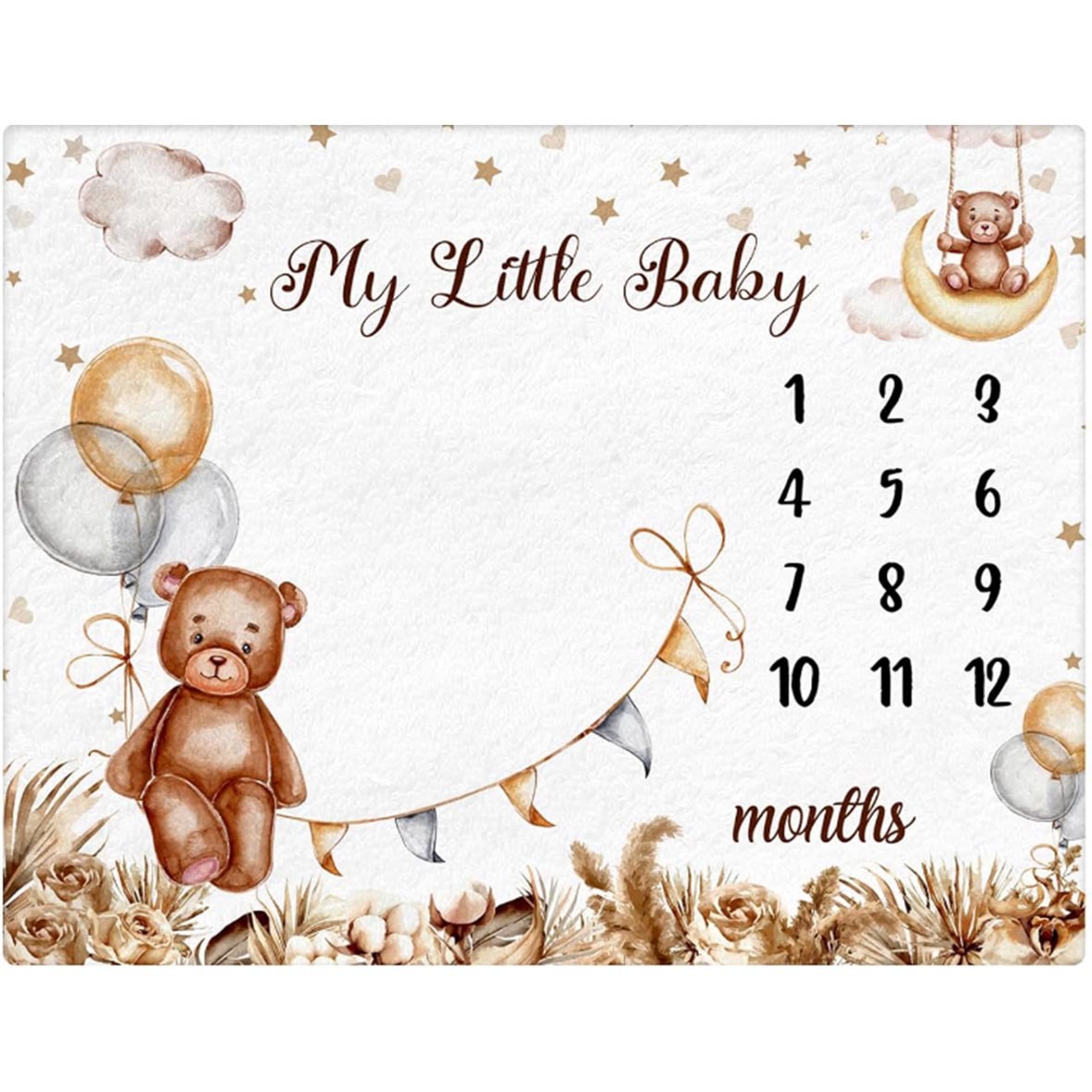 Picture of Cross-border Wholesale Baby Milestone Blanket Baby Growth Commemorative Photography Blanket Double-sided Flannel Soft Photo Blanket