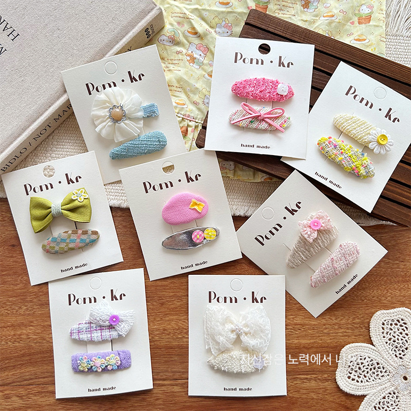 Korean Style Cute Fabric Flower Chanel Style Bow Button Hairpin Sweet All-match Bangs Clip Side Clip