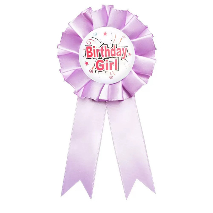 Picture of Tinplate badge cross-border source Birthday boys and girls Birthday party lace badge color can be set