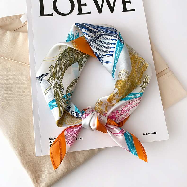 Picture of 2024 New Style Silk Scarves Women's Spring and Summer Fashion Printed 100 Mulberry Silk Small Square Scarf South Korea Ribbon Scarf
