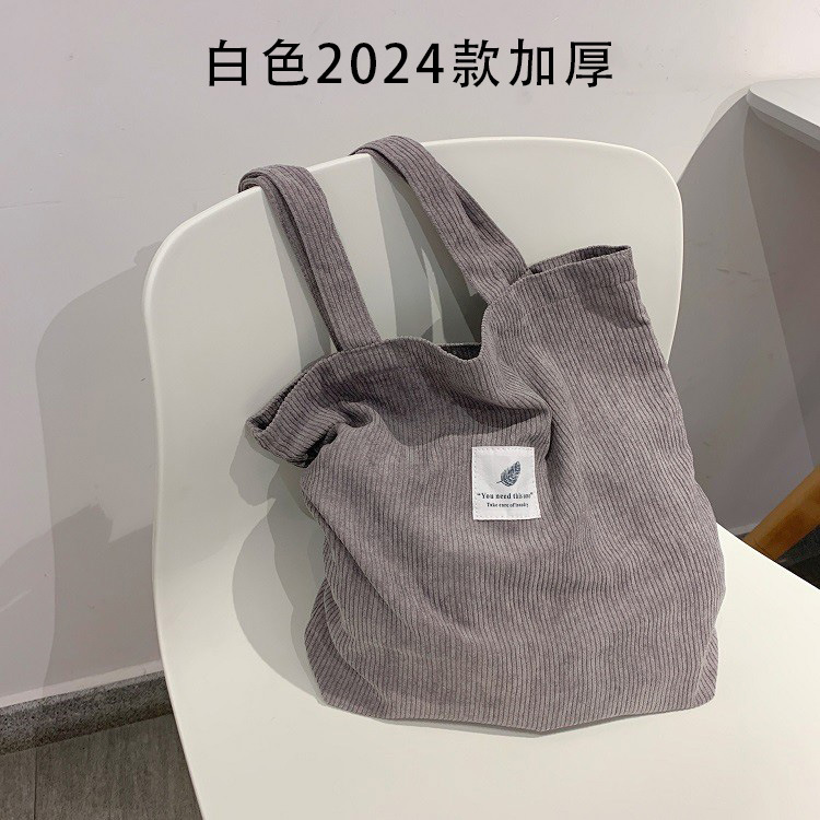 Picture of Spot Corduroy Shoulder Bag Baita Student Handbag 2024 Guangzhou Shiling Casual Shopping Bag Women's Tote Bag