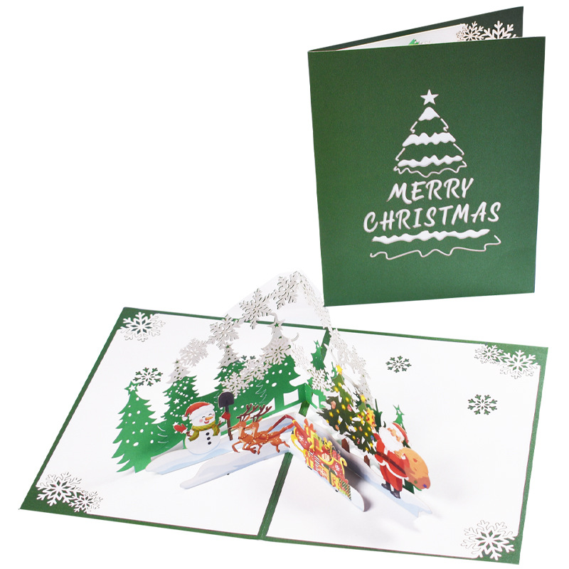 Picture of New Creative Amazon Cross-Border 3D Greeting Card Holiday Greetings Handmade Card Color Printed Christmas Lettering