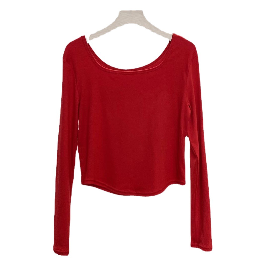 Modal solid color square collar bottoming shirt top women's Korean-style slim fit slimming versatile outerwear long sleeve sweater