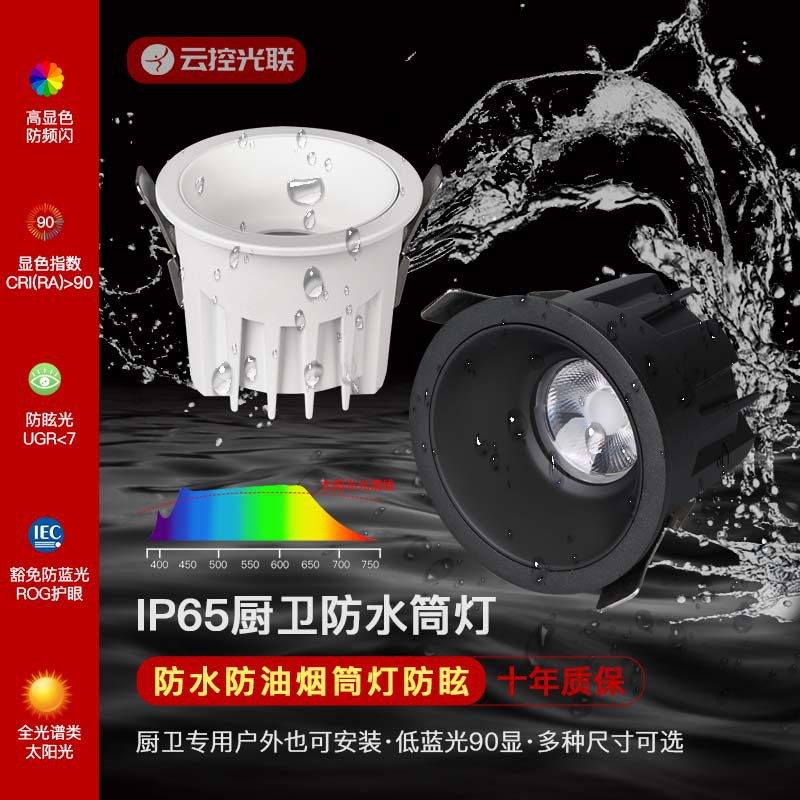 Full Spectrum Kitchen Waterproof Downlight Household Embedded Bathroom Toilet Kitchen Moisture-proof Waterproof Spotlight Downlight