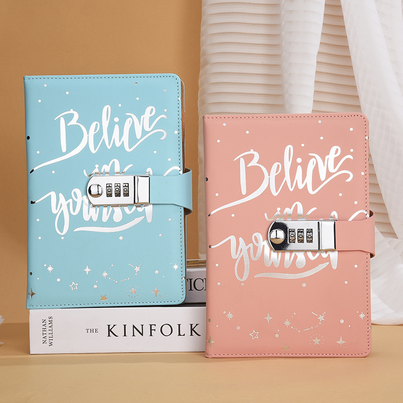 Picture of New creative A5 European business office stationery work diary Pu imitation leather combination lock notebook notebook