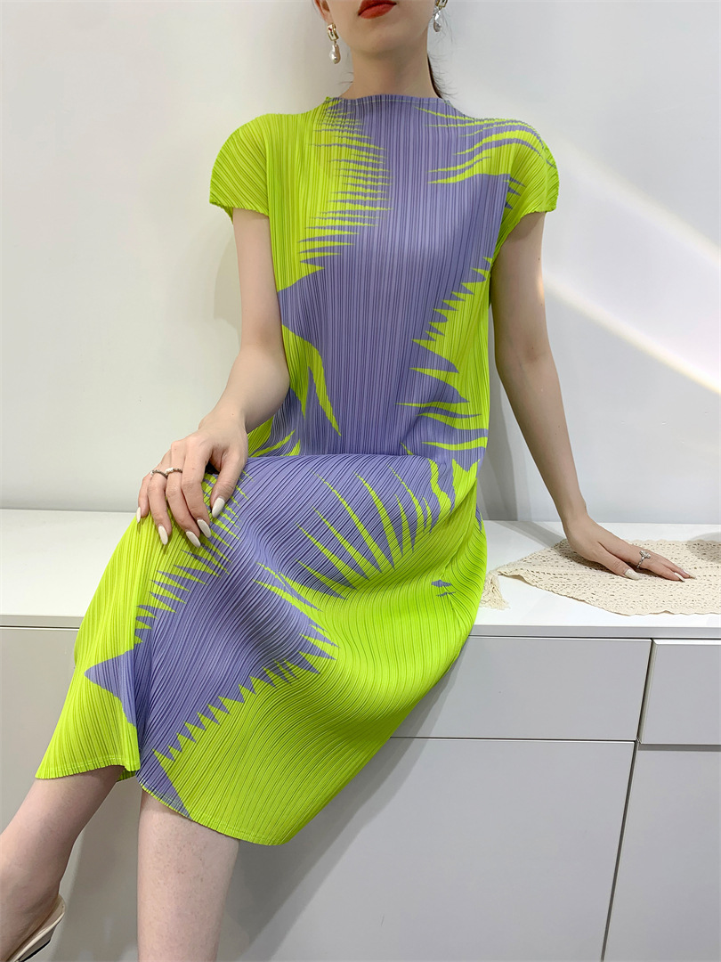 2024 Summer Sleeve Vest Pleated Dress Women's Printed Comfortable Casual Foreign Trade Southeast Asia Pleated Skirt