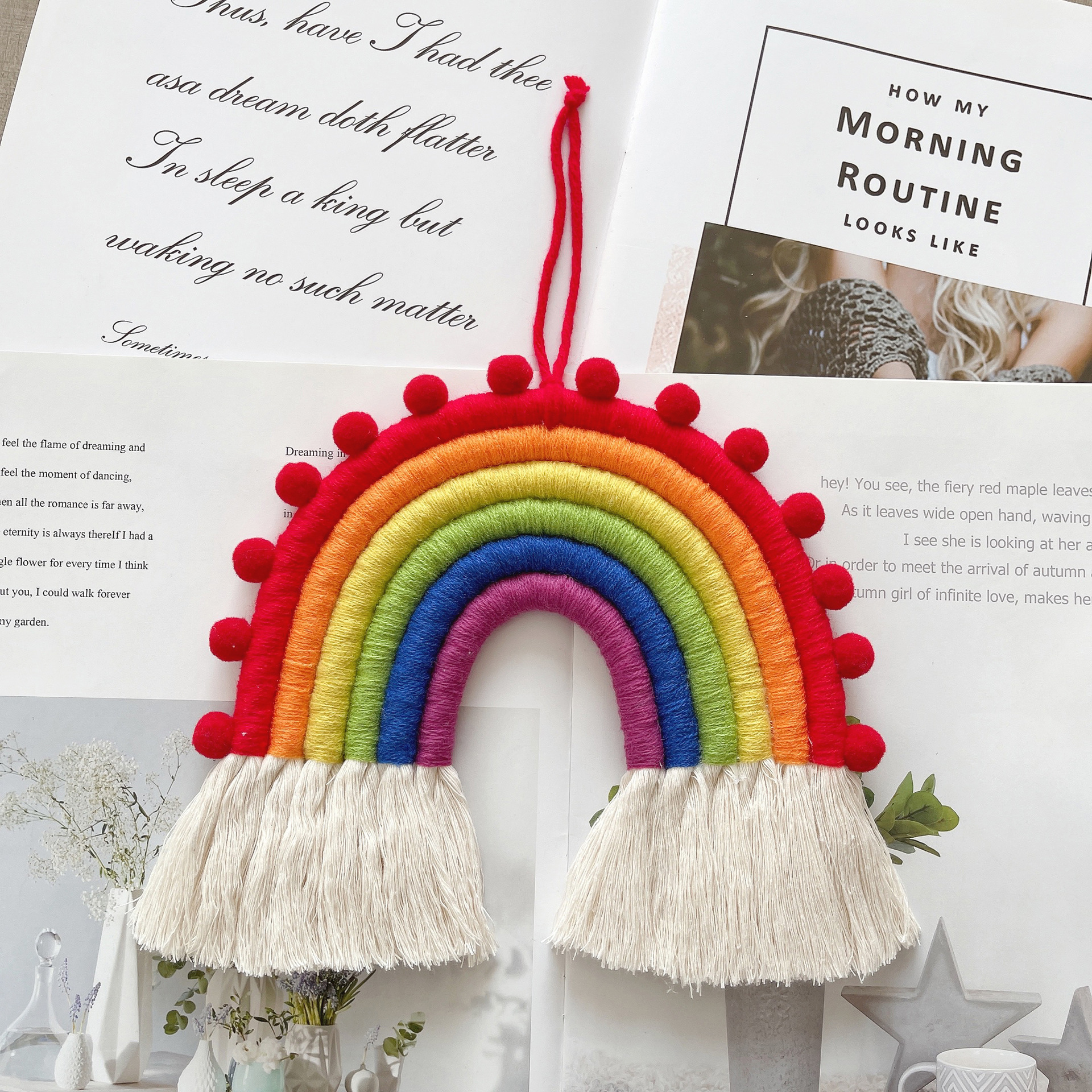 Ins Decoration Amazon Nordic Style Home Children's Room Decoration Pendant Woven Rainbow Hanging Wall Decoration Hanging 7