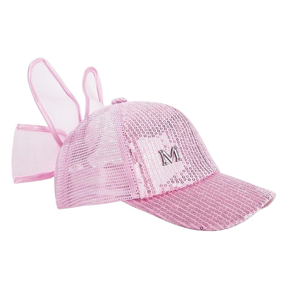 New Children's Rabbit Net Cap Summer Cartoon Sequin Ear Cap Outdoor Sun Hat for Baby Boys and Girls