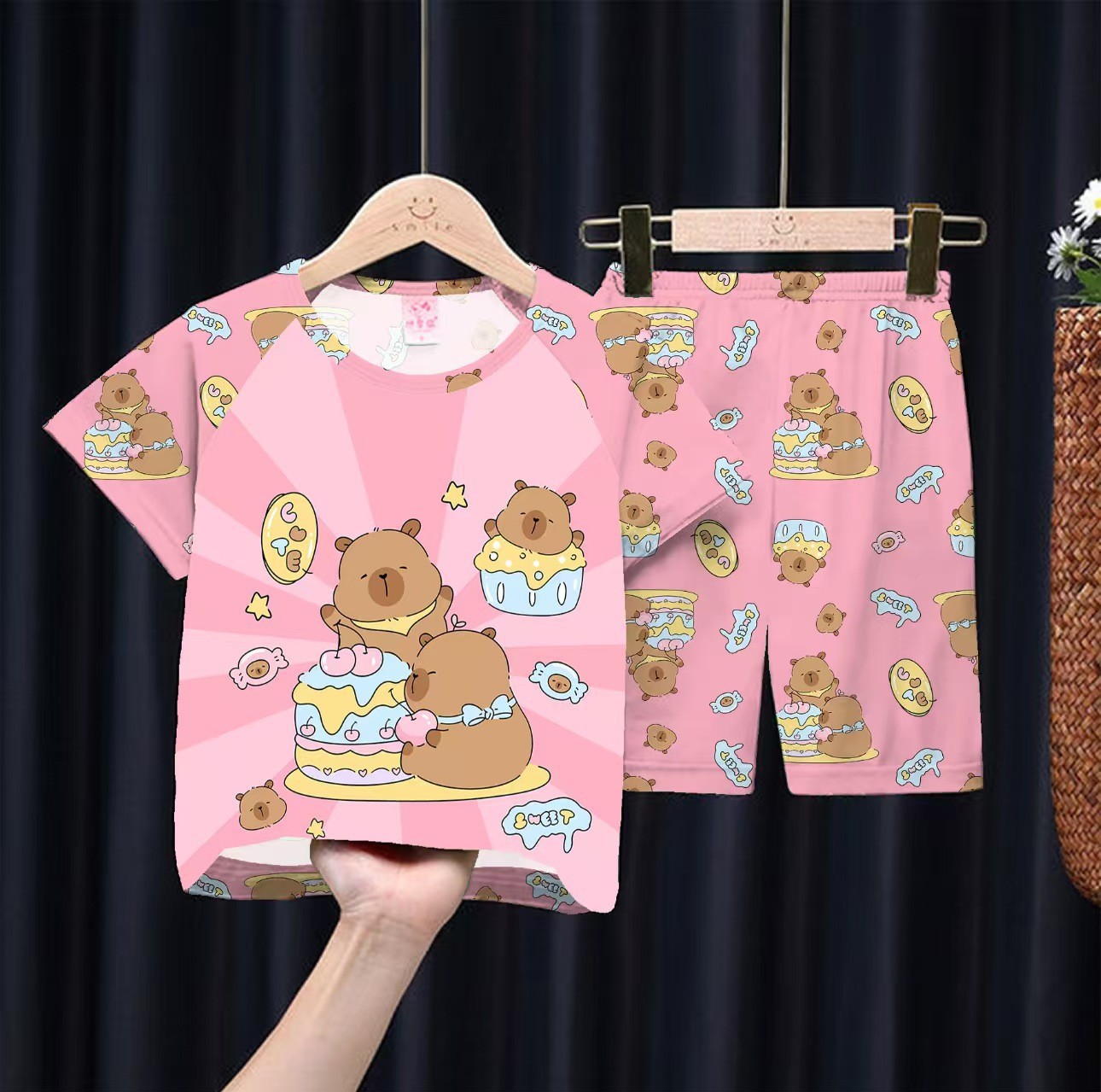 Picture of Wholesale Summer Children's Pajamas Cartoon Girls Short-Sleeved Shorts Thin Boys Casual Middle and Large Children's Suits Home Clothes