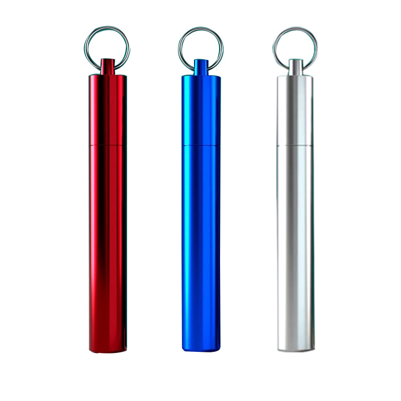 Portable aluminum alloy ear scoop barrel metal sealed storage toothpick aluminum tube cotton swab telescopic dropper bottle