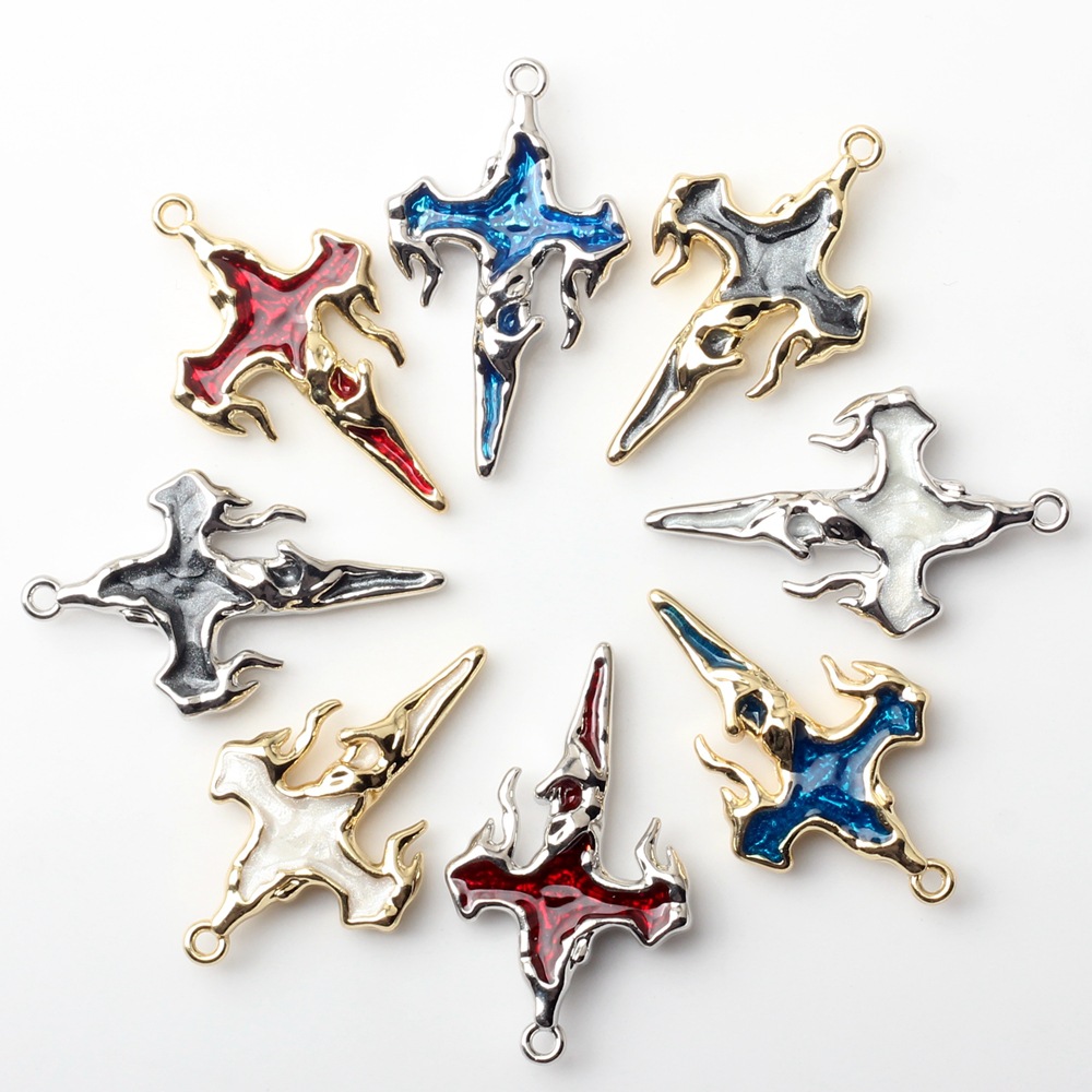 Picture of Alloy Color Oil Dropping Cross Pendant Pendant DIY Handmade Necklace Earrings Bracelet Jewelry Accessories