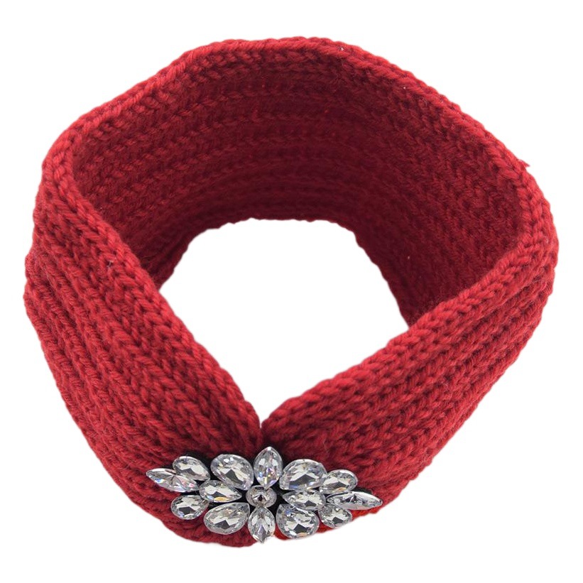 European and American Diamond-encrusted Knitted Hair Band Ear Protector Headgear Woven Wash Face Sports Yoga Fashion Hair Accessories Warm Wool Headband