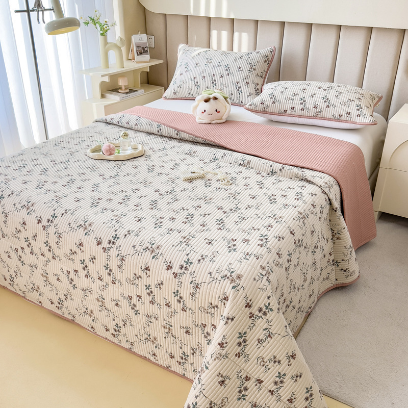 Cross-border New Ins Style Cotton Bed Cover Soft Waxy Cotton Single-piece Cotton Bed Sheet with Tatami Non-slip Mattress