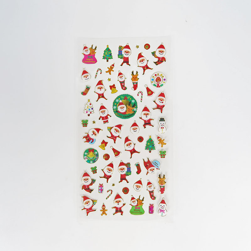 Picture of Spot Wholesale Christmas Stickers DIY Hot Stamping Transparent Decorative Gifts Pvc Cartoon Kidsren Reward Christmas Stickers