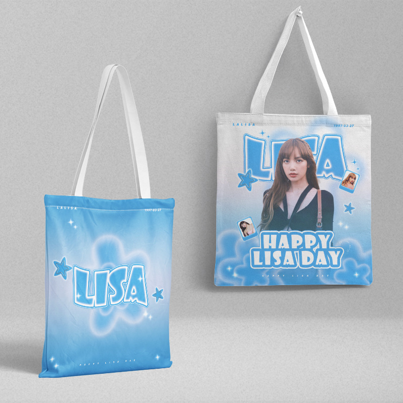 Lisa canvas bag 36x39cm star peripheral Korean style student handbag shopping bag file bag wholesale