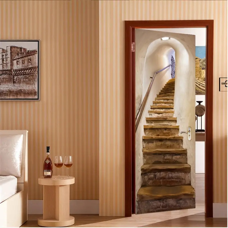 New stereo stair stickers 3D simulation door stickers removable wall stickers bedroom living room DIY refurbished wallpaper MT002