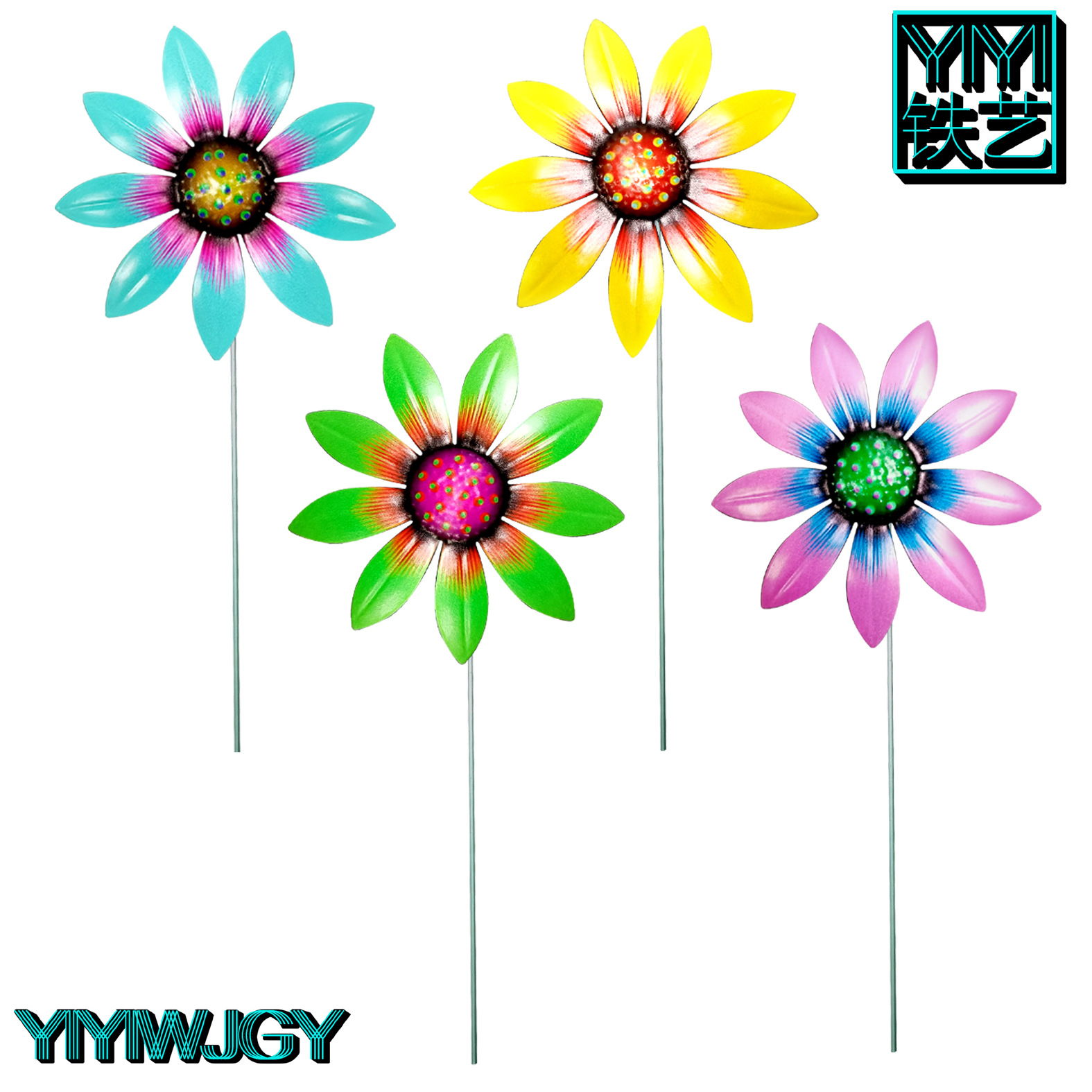 New cross-border new iron 4-color garden plug-in hardware crafts ornaments home decoration
