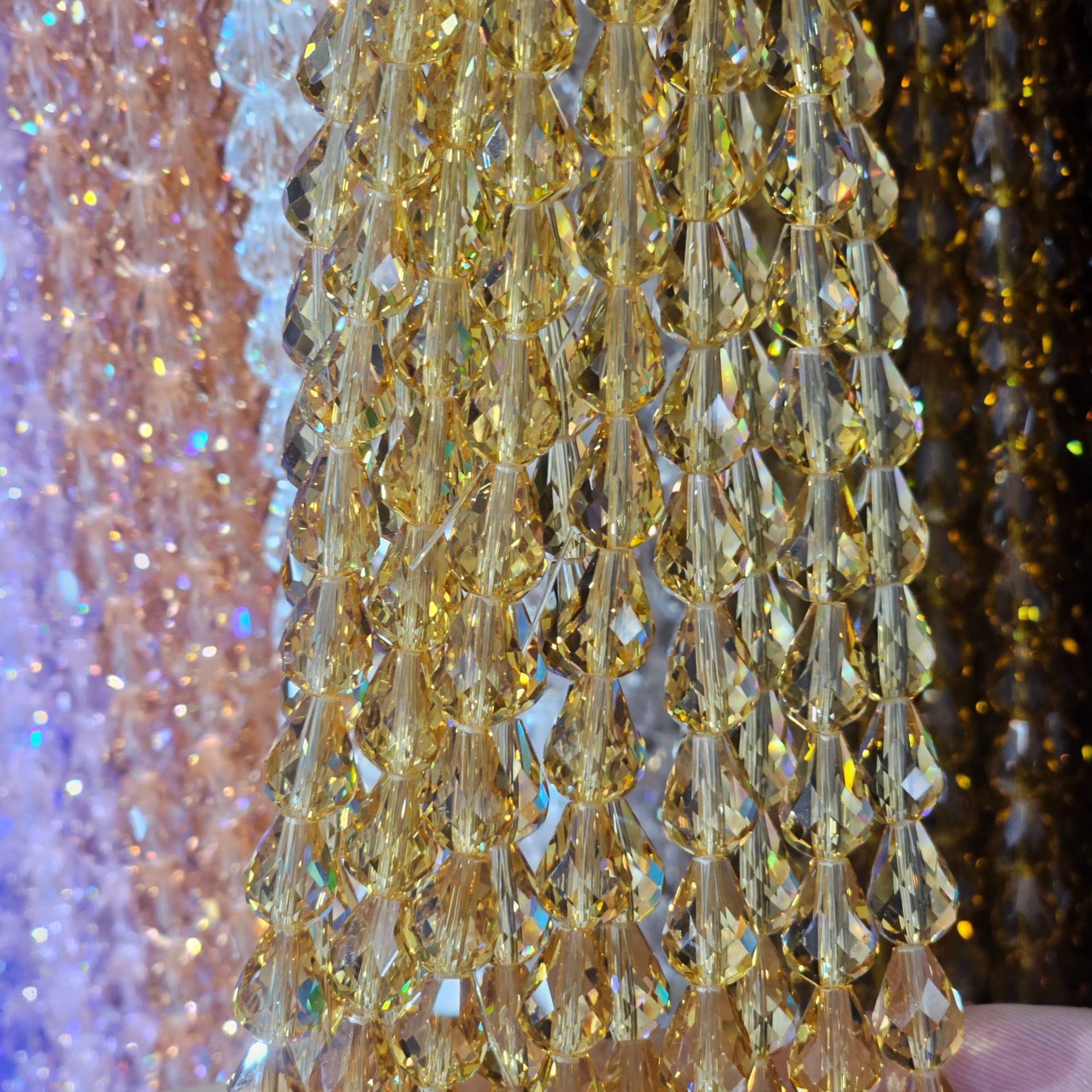 Picture of K9 Crystal through hole water drop cut surface dripping loose beads DIY handmade accessories beaded mobile phone chain bracelet hairpin