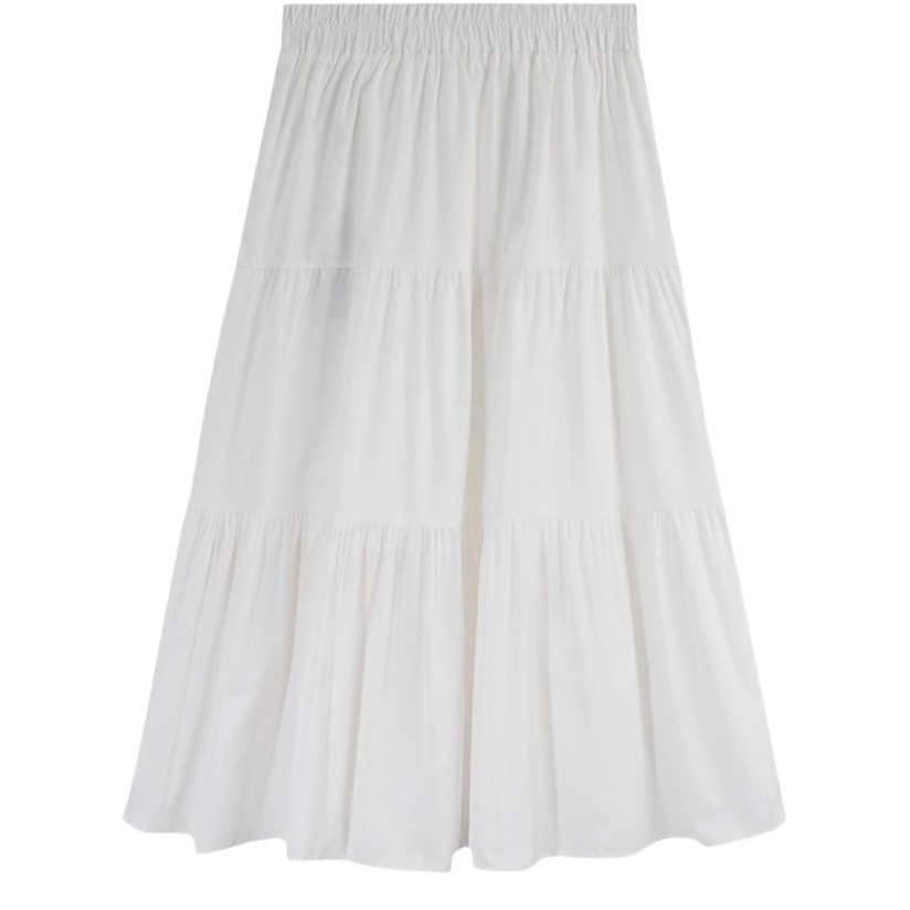 Mid-length A- line Skirt 2024 Hip Covering Pleated Skirt Women's New Elegant Fairy Long Skirt Slimming High Waist Spring and Summer