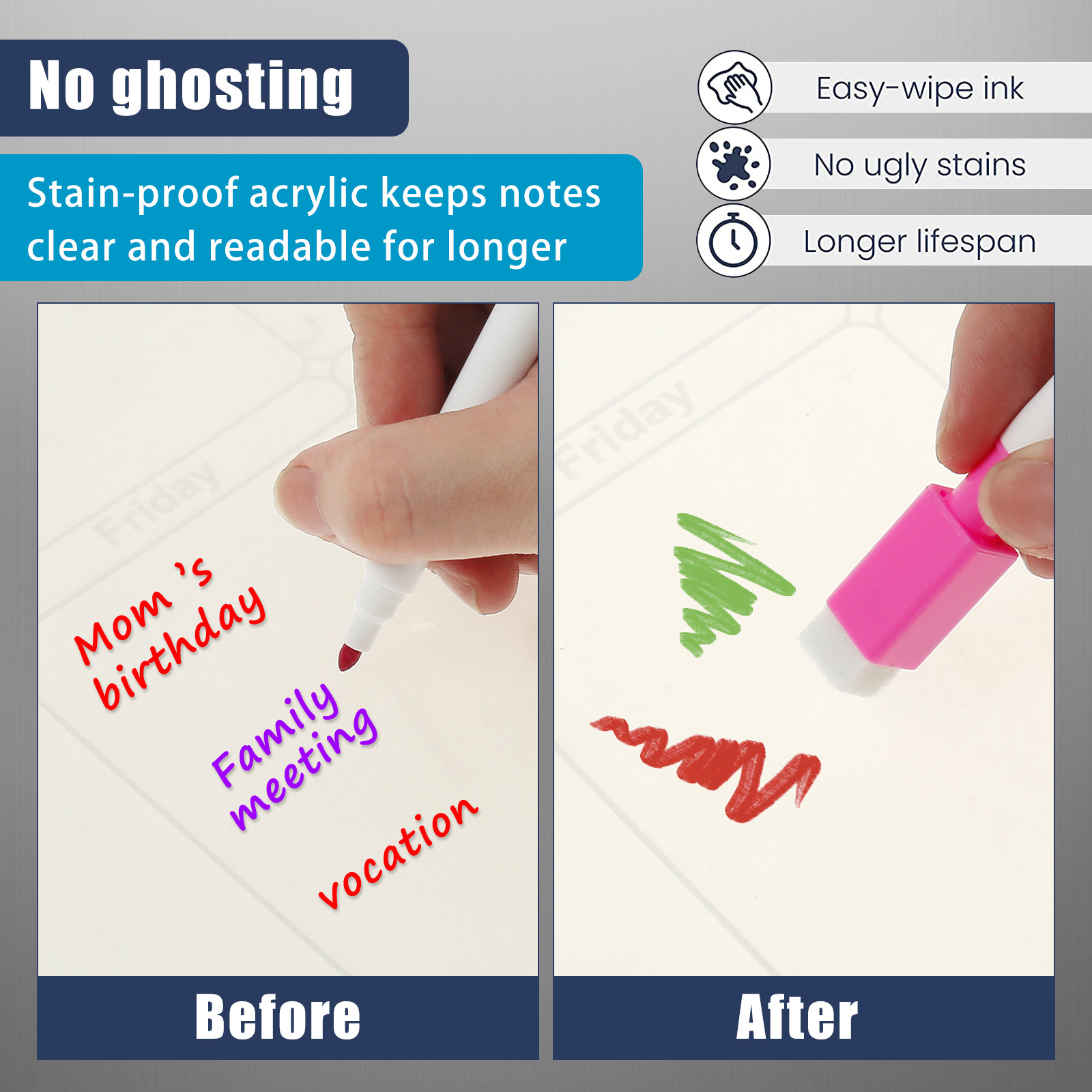 Picture of Amazon hot selling magnetic schedule table erasable refrigerator sticker message board weekly calendar schedule table refrigerator sticker transparent