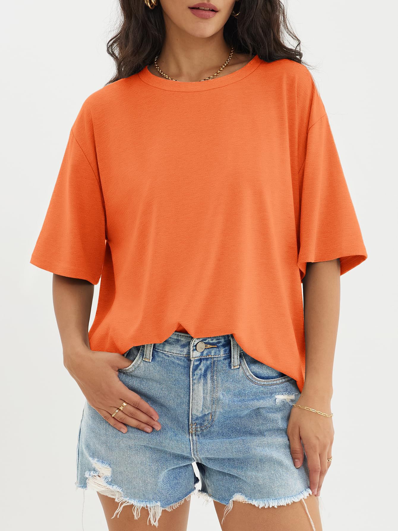 Amazon Cross-Border European and American Clothing Export Independent Station 2025 Summer New Round Neck Casual Loose Short-Sleeved T-Shirt
